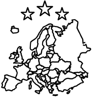 Europe map outline stars icon